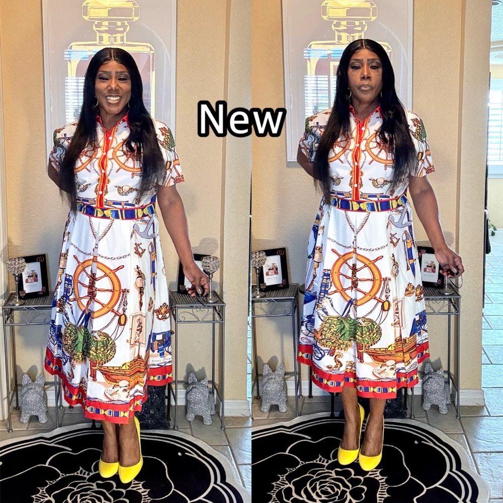 Colorful Nautical Print Midi Dress - Picture 8 of 16